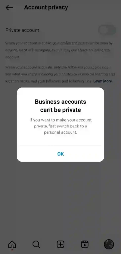 Instagram Business Account private Kaise Kare