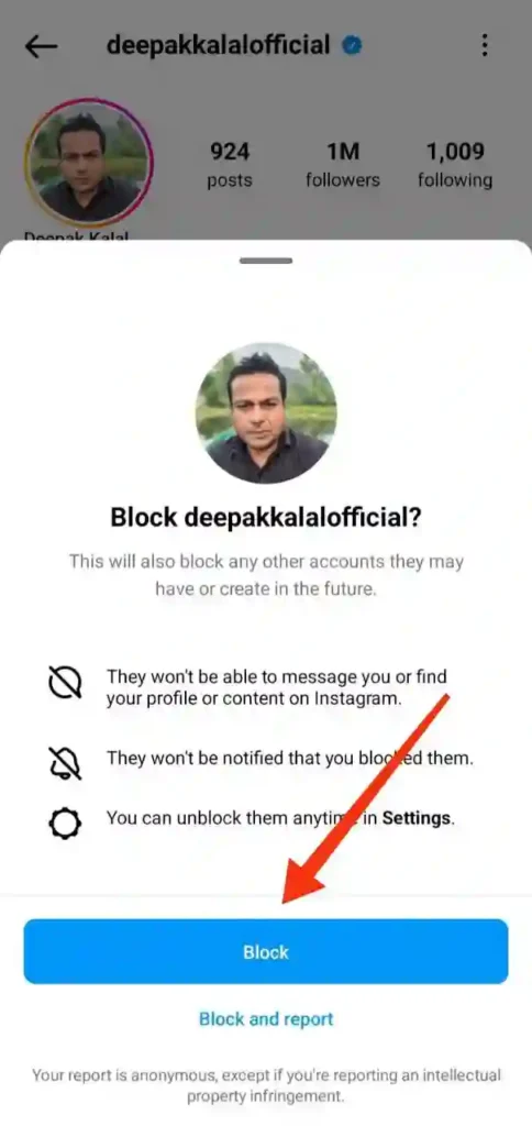 step 4 - instagram par block kaise kare